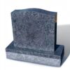 Bahama Blue granite headstone, single upright 24 x 24 x 6 in, serpentine top, polished, with base