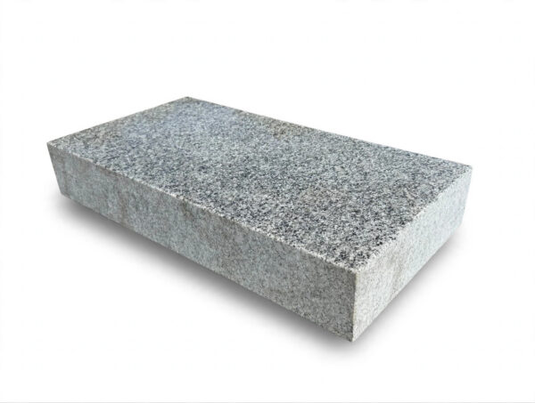 India Grey granite grave marker 12x24x4, sawn edges, angled view
